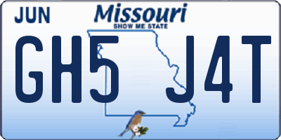 MO license plate GH5J4T