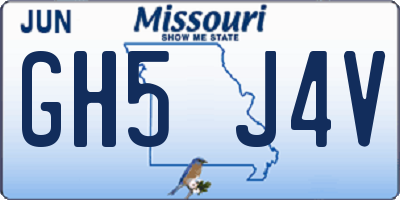 MO license plate GH5J4V