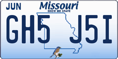 MO license plate GH5J5I