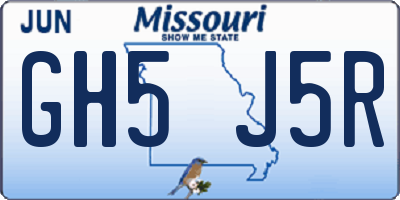 MO license plate GH5J5R