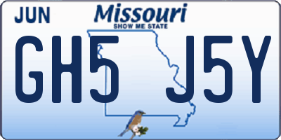 MO license plate GH5J5Y