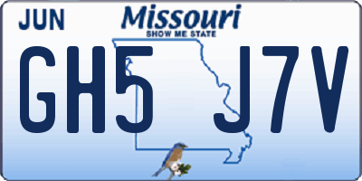 MO license plate GH5J7V