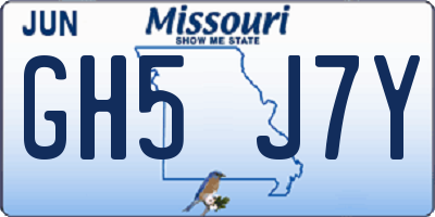 MO license plate GH5J7Y