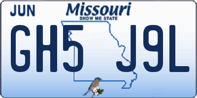 MO license plate GH5J9L
