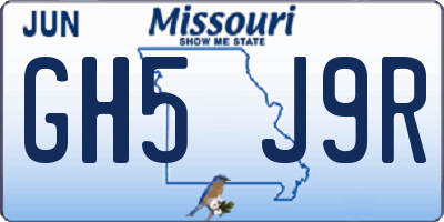 MO license plate GH5J9R