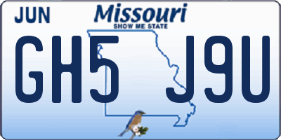 MO license plate GH5J9U
