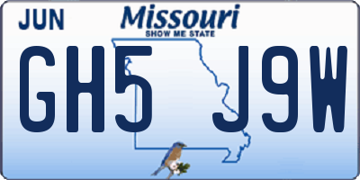 MO license plate GH5J9W