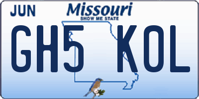 MO license plate GH5K0L