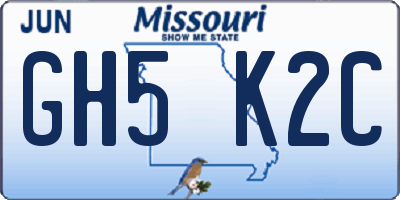 MO license plate GH5K2C