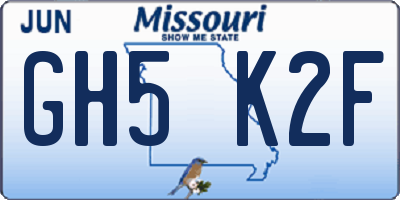 MO license plate GH5K2F