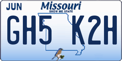 MO license plate GH5K2H