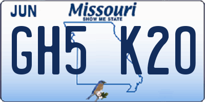 MO license plate GH5K2O