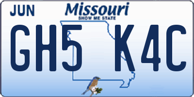MO license plate GH5K4C