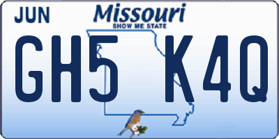 MO license plate GH5K4Q