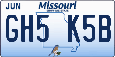 MO license plate GH5K5B