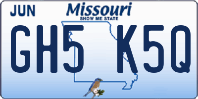 MO license plate GH5K5Q