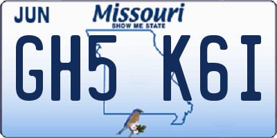 MO license plate GH5K6I