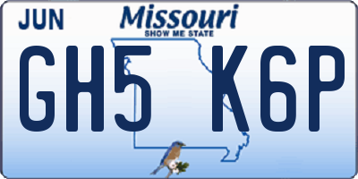 MO license plate GH5K6P