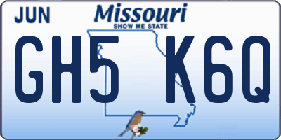 MO license plate GH5K6Q