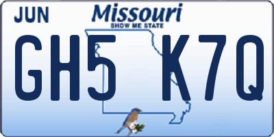 MO license plate GH5K7Q