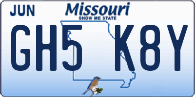 MO license plate GH5K8Y