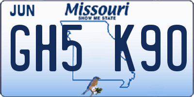 MO license plate GH5K9O