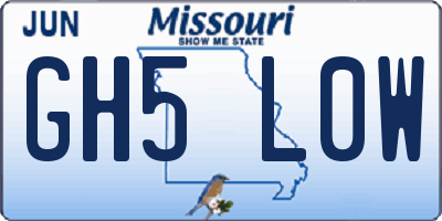 MO license plate GH5L0W