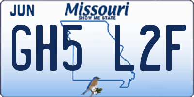 MO license plate GH5L2F