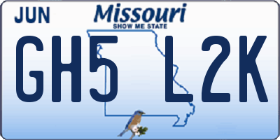 MO license plate GH5L2K
