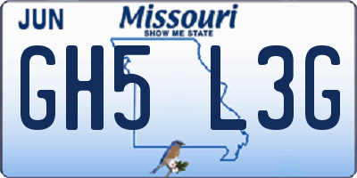 MO license plate GH5L3G