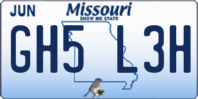 MO license plate GH5L3H