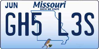 MO license plate GH5L3S