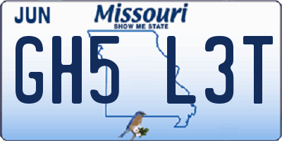 MO license plate GH5L3T