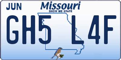 MO license plate GH5L4F