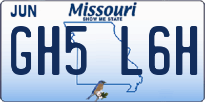 MO license plate GH5L6H