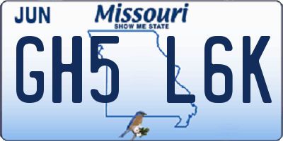 MO license plate GH5L6K