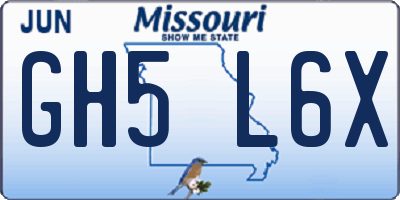 MO license plate GH5L6X