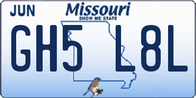 MO license plate GH5L8L