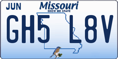 MO license plate GH5L8V