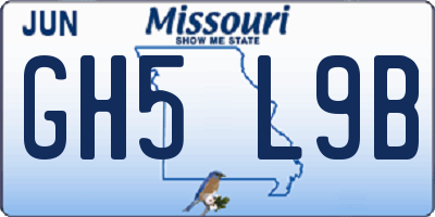 MO license plate GH5L9B