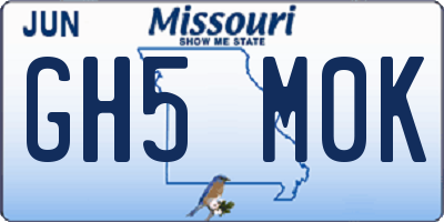 MO license plate GH5M0K