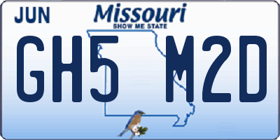 MO license plate GH5M2D