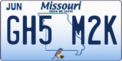 MO license plate GH5M2K