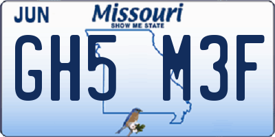 MO license plate GH5M3F