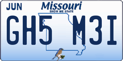 MO license plate GH5M3I