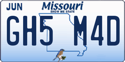 MO license plate GH5M4D