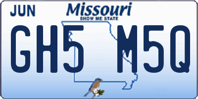 MO license plate GH5M5Q