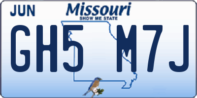 MO license plate GH5M7J
