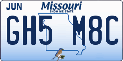 MO license plate GH5M8C