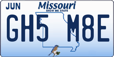 MO license plate GH5M8E